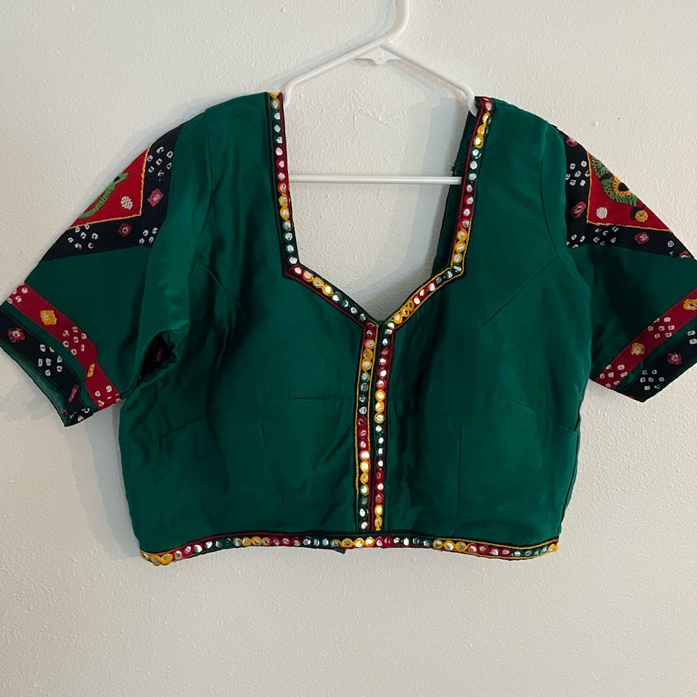 Embroidered Green Women's Top